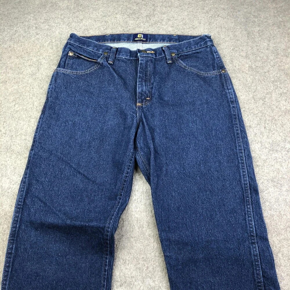 Wrangler Jeans Mens 34x32 Blue Medium Wash Regular Straight Denim 47MWZ - Picture 3 of 11